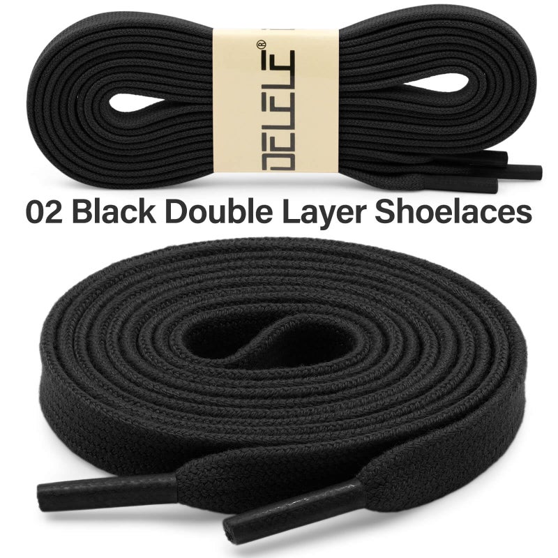 DELELE 2 Pair 55 inch Flat Shoe Laces for Athletic Running Sneakers Shoes Black - Image 2